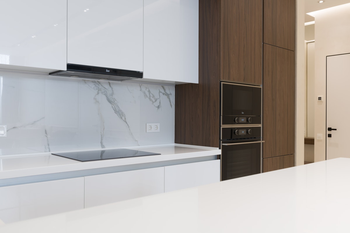 kitchen with wood texture accent